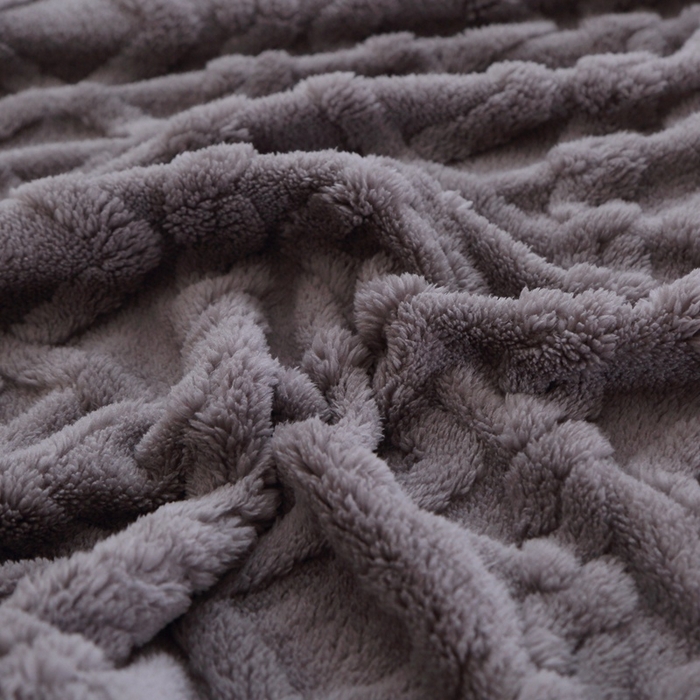 91家纺网 家纺一手货源 找家纺 芸锦豪 2024新款塔芙绒毛毯多功能毯-双面塔夫绒卷边 塔夫绒-深灰