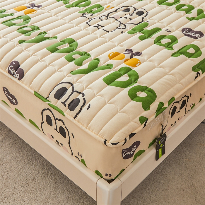 91家纺网 家纺一手货源 找家纺 3C 2024新款全棉大豆夹棉印花床笠四件套 兔耳宝贝