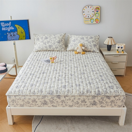 91家纺网 家纺一手货源 找家纺 3C 2024新款全棉大豆夹棉印花床笠四件套 洛莉