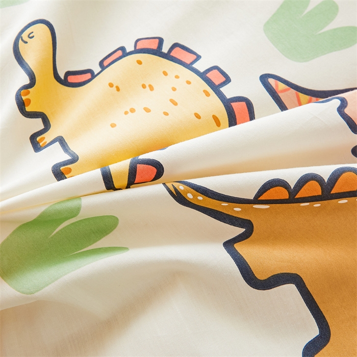 91家纺网 家纺一手货源 找家纺 3C 2024新款全棉大豆夹棉印花床笠四件套 恐龙天地