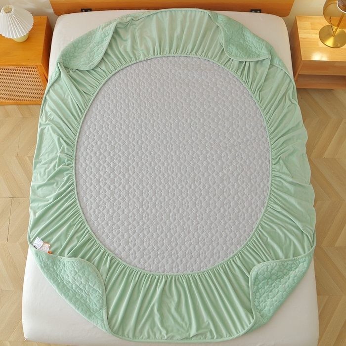 91家纺网 家纺一手货源 找家纺 芸锦豪 2024新款宝宝绒夹棉刺绣床笠 嫩绿