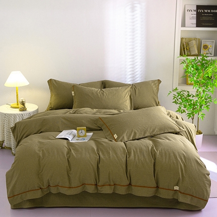 木兰花 2024新款A类全棉水洗棉色织系列四件套 千鸟格咔