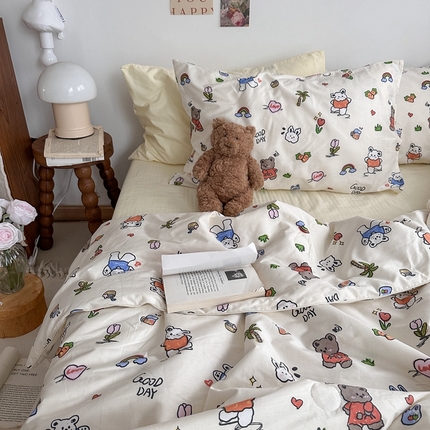 91家纺网 家纺一手货源 找家纺 （总）恋恋三季 2024新款纯棉可机洗嵌绳款夏凉被四件套--第一组