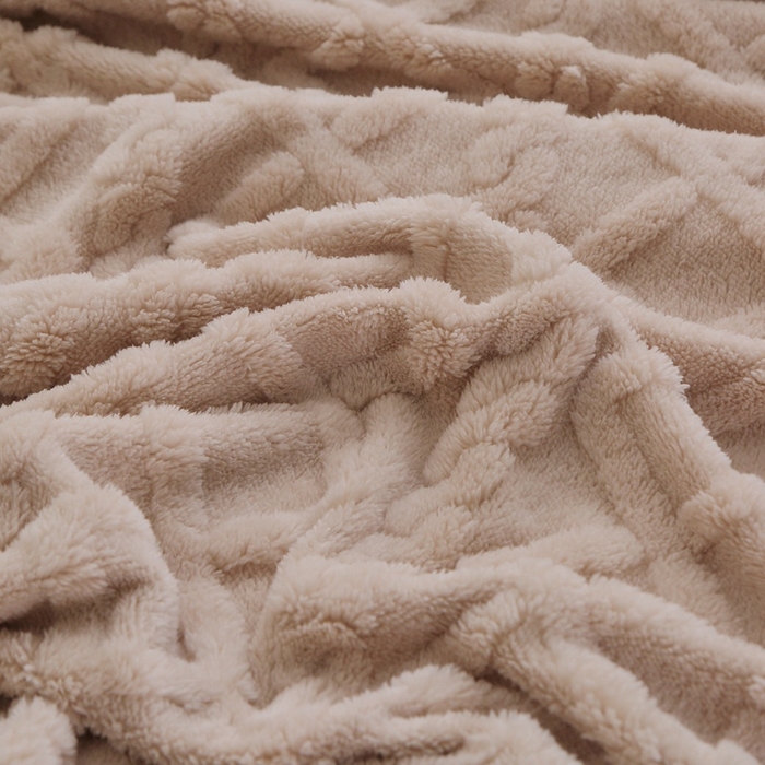 91家纺网 家纺一手货源 找家纺 芸锦豪 2024新款塔芙绒毛毯多功能毯-双面塔夫绒卷边 塔夫绒-浅卡其