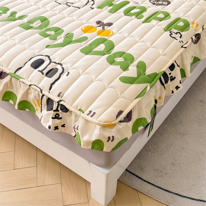 91家纺网 家纺一手货源 找家纺 3C 2024新款全棉13372大豆夹棉印花花边床笠四件套 兔耳宝贝