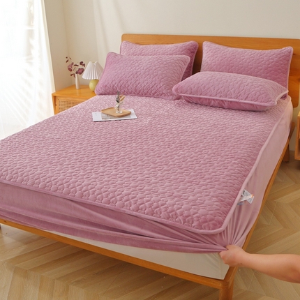 芸锦豪 2024新款宝宝绒夹棉刺绣床笠 魅力紫