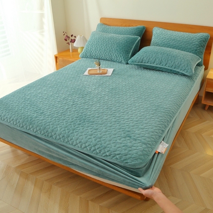 芸锦豪 2024新款宝宝绒夹棉刺绣床笠 豆青