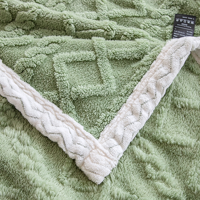 91家纺网 家纺一手货源 找家纺 芸锦豪 2024新款塔芙蓉多功能毯--双面塔夫绒包边 塔夫绒-抹茶绿