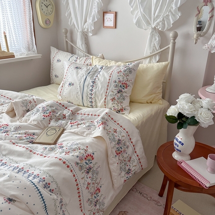91家纺网 家纺一手货源 找家纺 （总）恋恋三季 2024新款纯棉可机洗嵌绳款夏凉被四件套--第二组