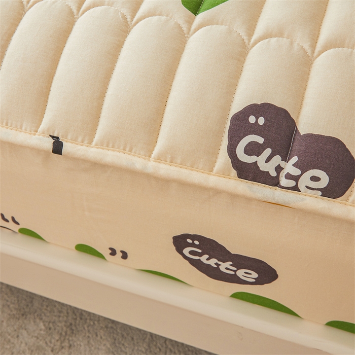 91家纺网 家纺一手货源 找家纺 3C 2024新款全棉大豆夹棉印花床笠四件套 兔耳宝贝