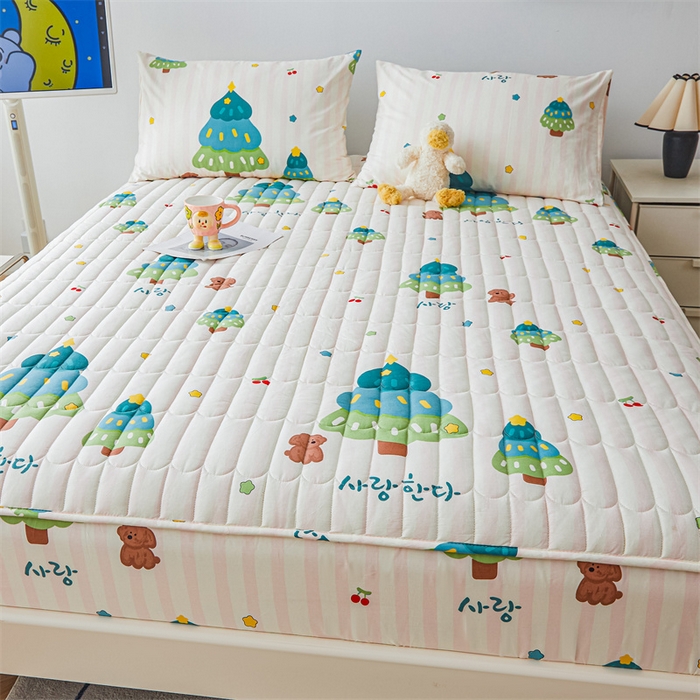 91家纺网 家纺一手货源 找家纺 3C 2024新款全棉大豆夹棉印花床笠四件套 奇趣森林