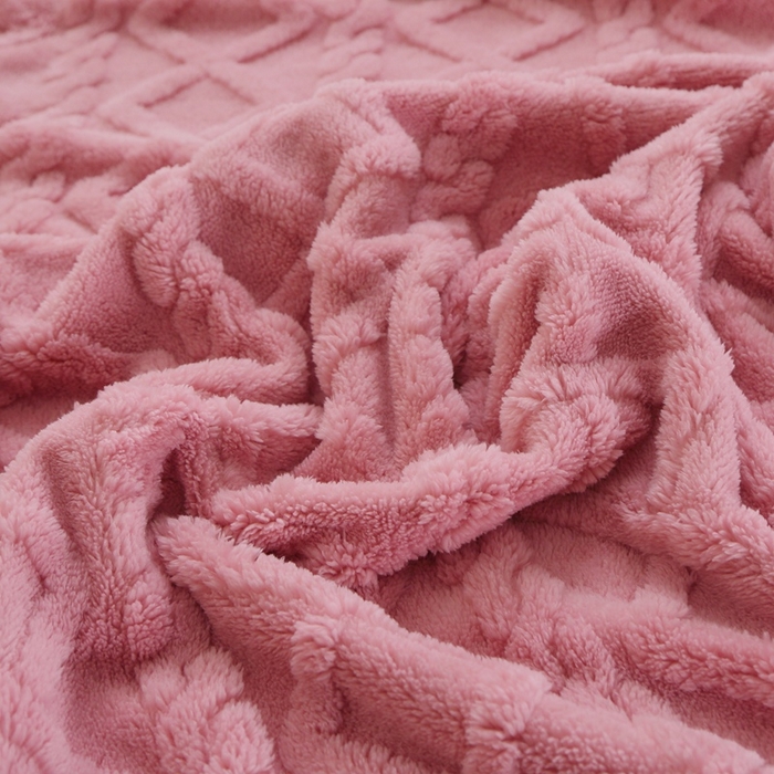 91家纺网 家纺一手货源 找家纺 芸锦豪 2024新款塔芙绒毛毯多功能毯-双面塔夫绒卷边 塔夫绒-玫瑰粉