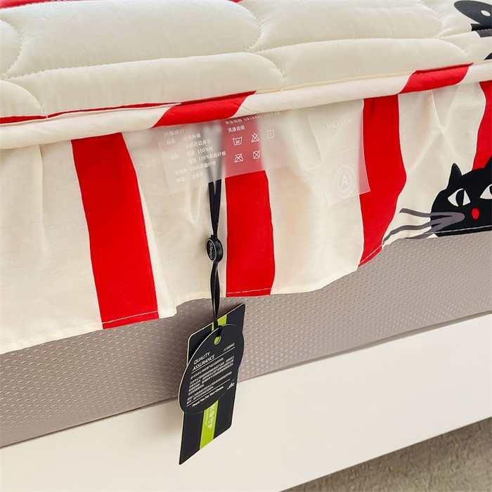 91家纺网 家纺一手货源 找家纺 3C 2024新款全棉13372大豆夹棉印花花边床笠四件套 黑猫警长单床笠