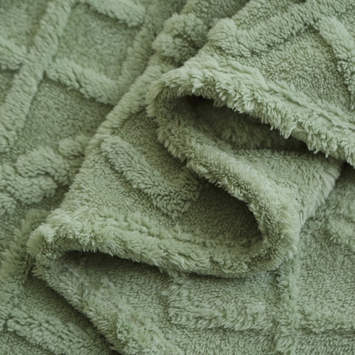 91家纺网 家纺一手货源 找家纺 芸锦豪 2024新款塔芙绒毛毯多功能毯-双面塔夫绒卷边 塔夫绒-抹茶绿