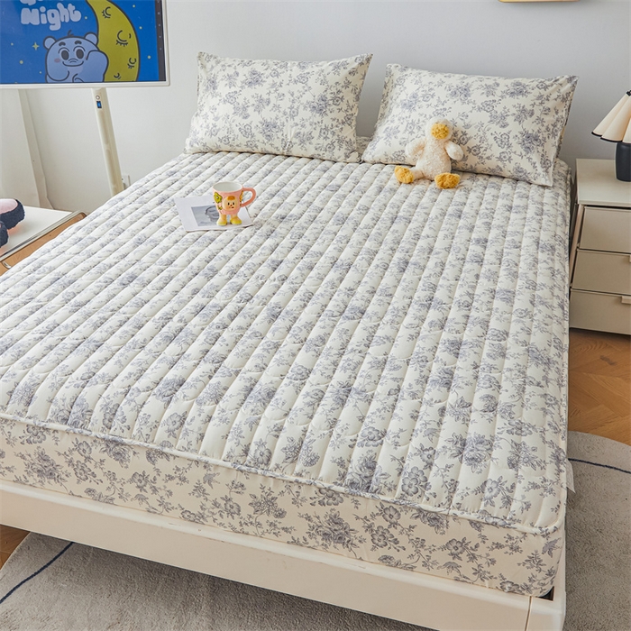 91家纺网 家纺一手货源 找家纺 3C 2024新款全棉大豆夹棉印花床笠四件套 洛莉