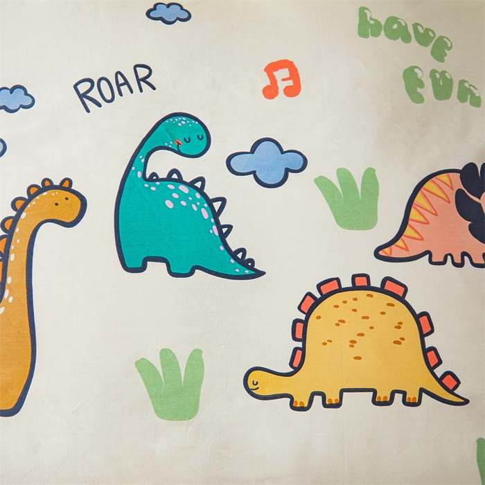 91家纺网 家纺一手货源 找家纺 3C 2024新款全棉大豆夹棉印花床笠四件套 恐龙天地