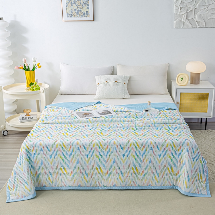 91家纺网 家纺一手货源 找家纺 博弈 2024新款凉感丝抗菌夏被 琉璃