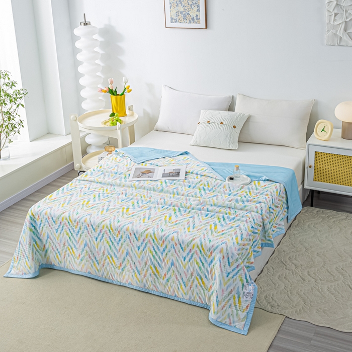 91家纺网 家纺一手货源 找家纺 博弈 2024新款凉感丝抗菌夏被 琉璃