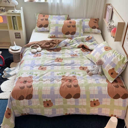 91家纺网 家纺一手货源 找家纺 花伞家居 2024新款亲肤水洗棉印花夏被-风格二 夏被-保持冷静