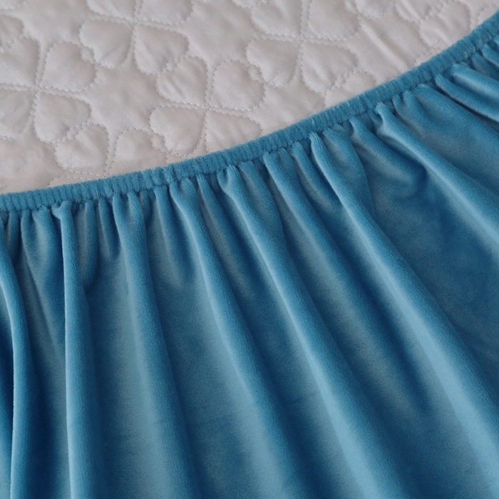 91家纺网 家纺一手货源 找家纺 芸锦豪 2024新款宝宝绒夹棉刺绣床笠 贵族蓝