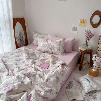 91家纺网 家纺一手货源 找家纺 （总）恋恋三季 2024新款纯棉可机洗嵌绳款夏凉被四件套--第一组