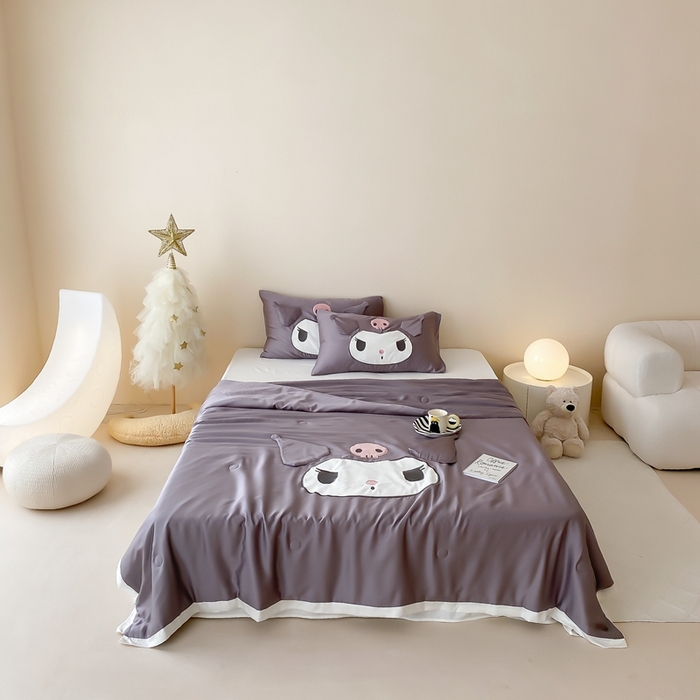 91家纺网 家纺一手货源 找家纺 （总）黛舒家居 2024新款莱赛尔刺绣小宽边三丽鸥系列夏凉被