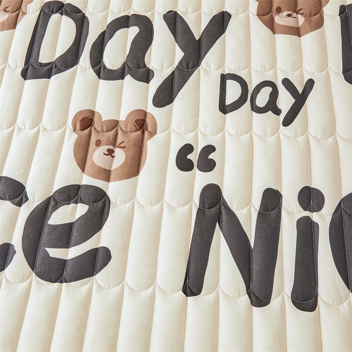 91家纺网 家纺一手货源 找家纺 3C 2024新款全棉大豆夹棉印花床笠四件套 熊熊宝贝-灰