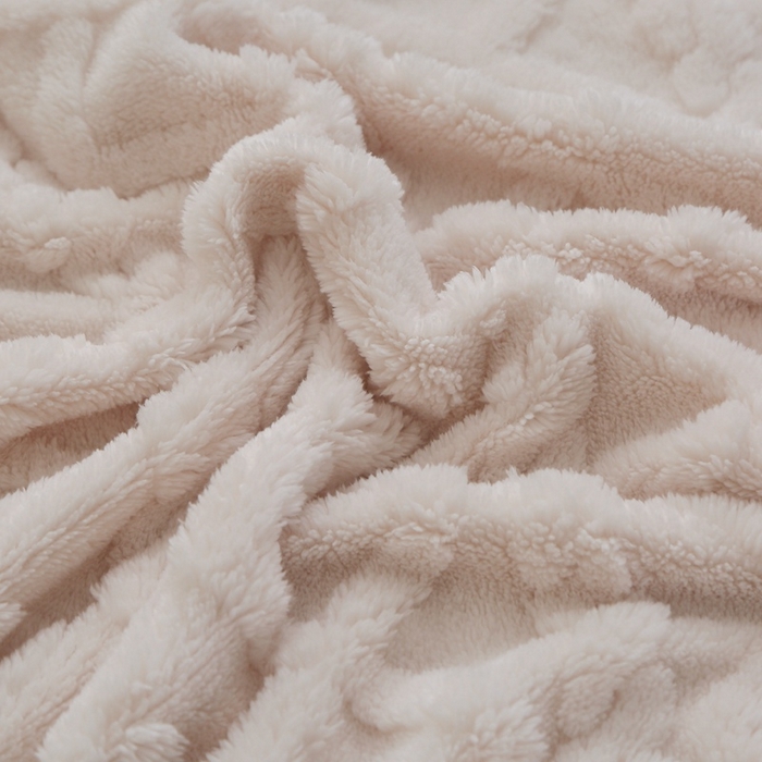 91家纺网 家纺一手货源 找家纺 芸锦豪 2024新款塔芙绒毛毯多功能毯-双面塔夫绒卷边 塔夫绒-米杏色