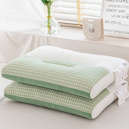 梦叶草 2024新款无荧光安颈1号凉豆豆玉米绒两用护颈枕芯48*74cm 安颈1号-水绿