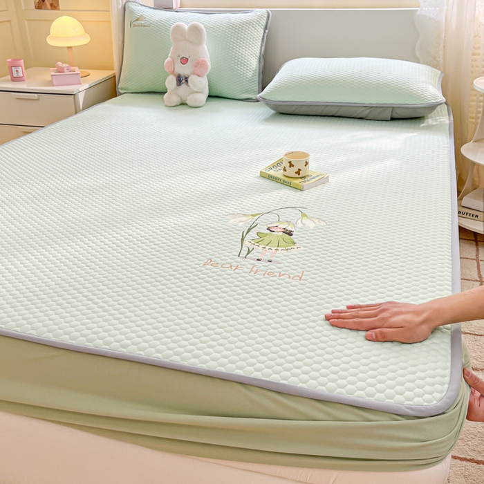 91家纺网 家纺一手货源 找家纺 慕尚家纺 2025新款冻冻席刺绣系列 冻冻席清凉女孩