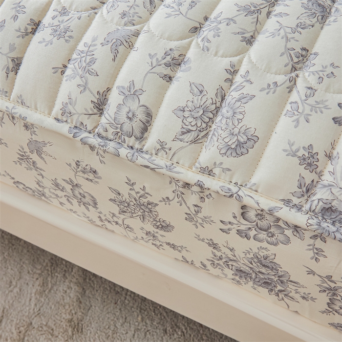 91家纺网 家纺一手货源 找家纺 3C 2024新款全棉大豆夹棉印花床笠四件套 洛莉