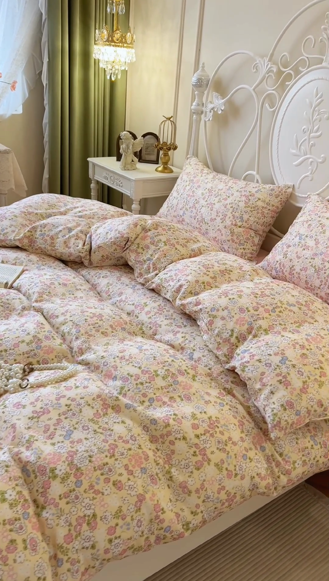 91家纺网 家纺一手货源 找家纺 麒豆豆 2024新款全棉双层纱四件套优若花园