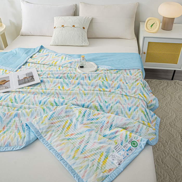 91家纺网 家纺一手货源 找家纺 博弈 2024新款凉感丝抗菌夏被 琉璃