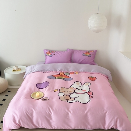 西西家居 2024新款数码兰精天丝套件 彩虹小兔