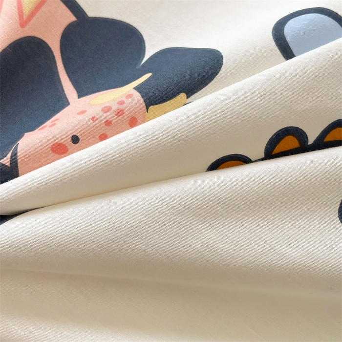 91家纺网 家纺一手货源 找家纺 3C 2024新款全棉13372大豆夹棉印花花边床笠四件套 恐龙天地单床笠