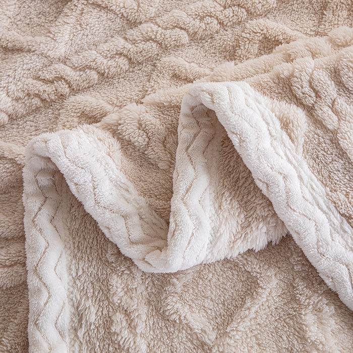 91家纺网 家纺一手货源 找家纺 芸锦豪 2024新款塔芙蓉多功能毯--双面塔夫绒包边 塔夫绒-米杏色