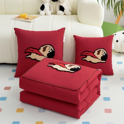 91家纺网 家纺一手货源 找家纺 （总）宝马家纺（原梦童画） 2024新款毛巾绣抱枕被-狗狗超人