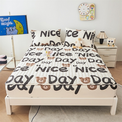 91家纺网 家纺一手货源 找家纺 （总）3C 2024新款全棉大豆夹棉印花床笠四件套