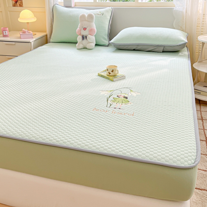 91家纺网 家纺一手货源 找家纺 慕尚家纺 2025新款冻冻席刺绣系列 冻冻席清凉女孩