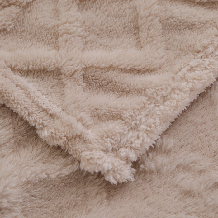 91家纺网 家纺一手货源 找家纺 芸锦豪 2024新款塔芙绒毛毯多功能毯-双面塔夫绒卷边 塔夫绒-浅卡其