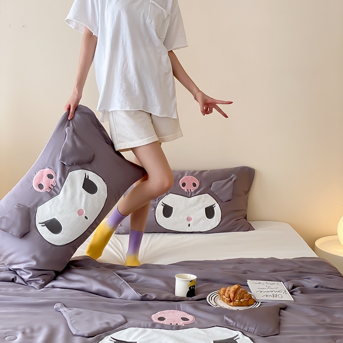 91家纺网 家纺一手货源 找家纺 （总）黛舒家居 2024新款莱赛尔刺绣小宽边三丽鸥系列夏凉被