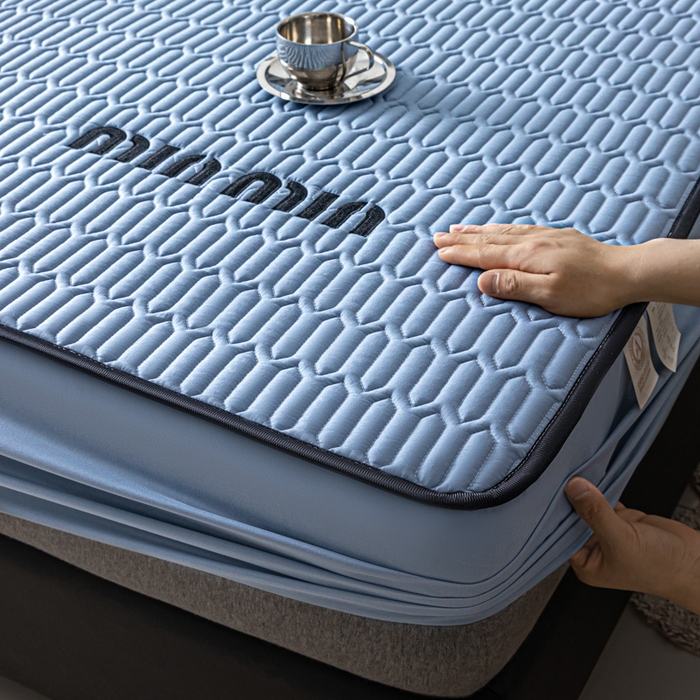 91家纺网 家纺一手货源 找家纺 鑫钰 2024新款mimi款原棉大豆床笠 minmin-宾利蓝