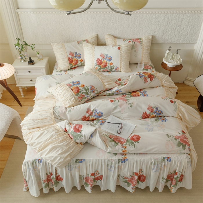 91家纺网 家纺一手货源 找家纺 婳庭家居 2024新款法式全棉四件套 幽香