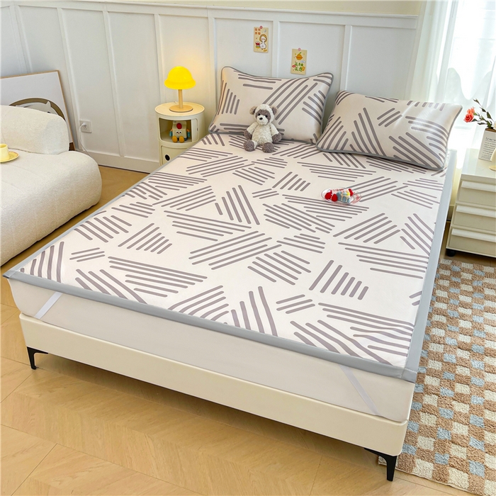 91家纺网 家纺一手货源 找家纺 喜居 2024新款A类凉感冰丝凉席 简约生活