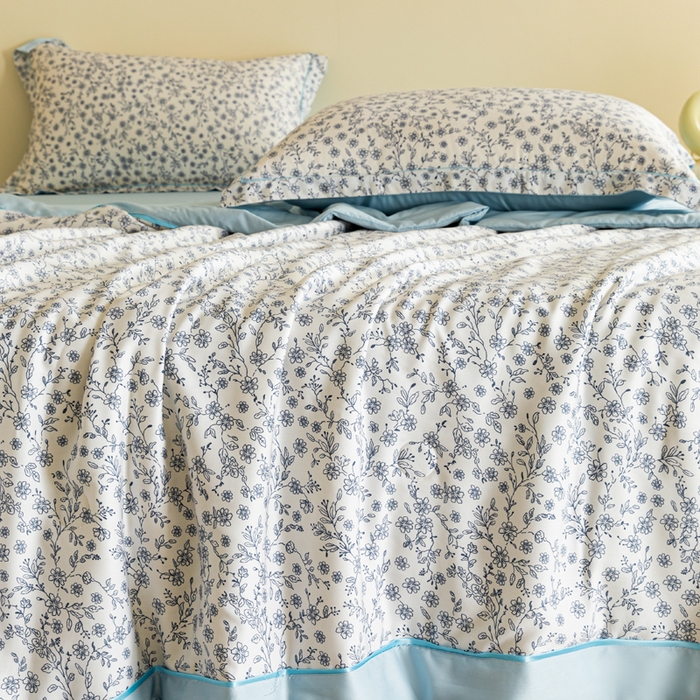 91家纺网 家纺一手货源 找家纺 2024新A类40S天丝莫代尔夏被四件套竹纤维凉感空调被卡通儿童夏凉被被子被芯花漾