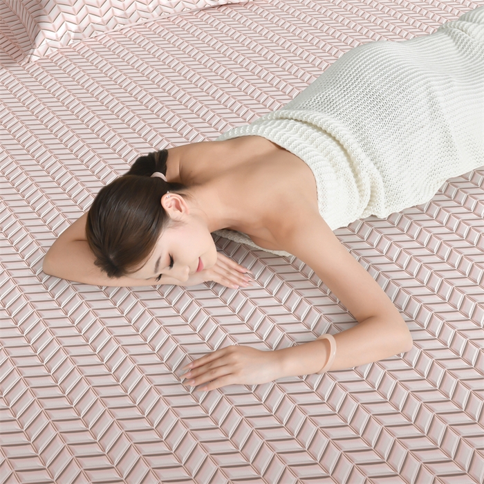 91家纺网 家纺一手货源 找家纺 鑫钰 2024新款冰格乳胶席 美豆沙