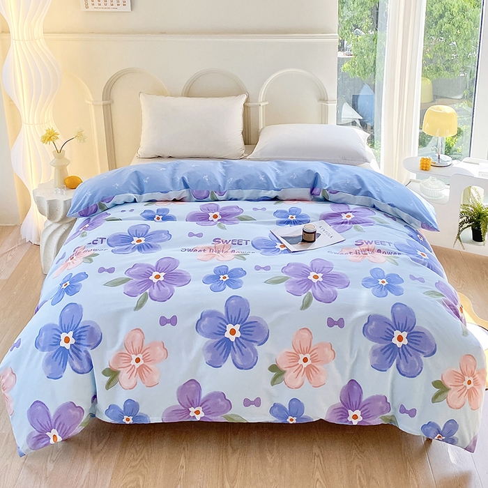 91家纺网 家纺一手货源 找家纺 珂博家纺 2024新款轻柔感全棉印花单全棉被套 花间蜜语