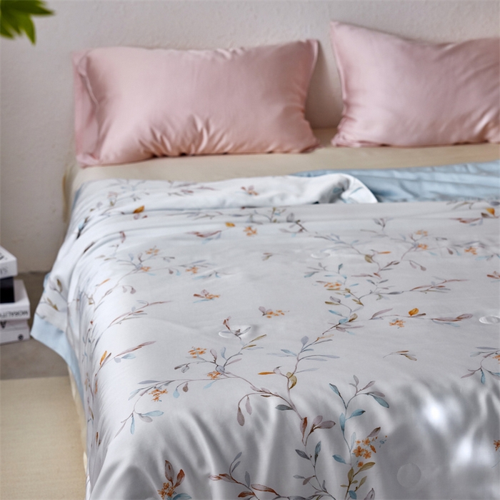 91家纺网 家纺一手货源 找家纺 安莱生活 2024新款莱赛尔天丝50支宽边工艺款单夏被被子被芯 青雅