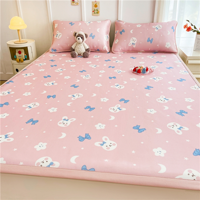 91家纺网 家纺一手货源 找家纺 喜居 2024新款A类凉感冰丝凉席 可爱兔