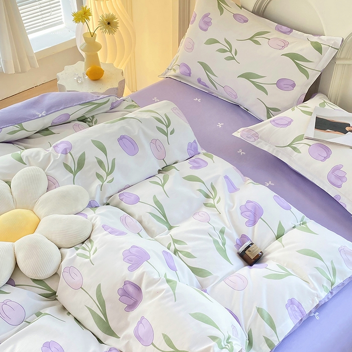 91家纺网 家纺一手货源 找家纺 珂博家纺 2024新款轻柔感全棉印花纯棉四件套 郁金花海